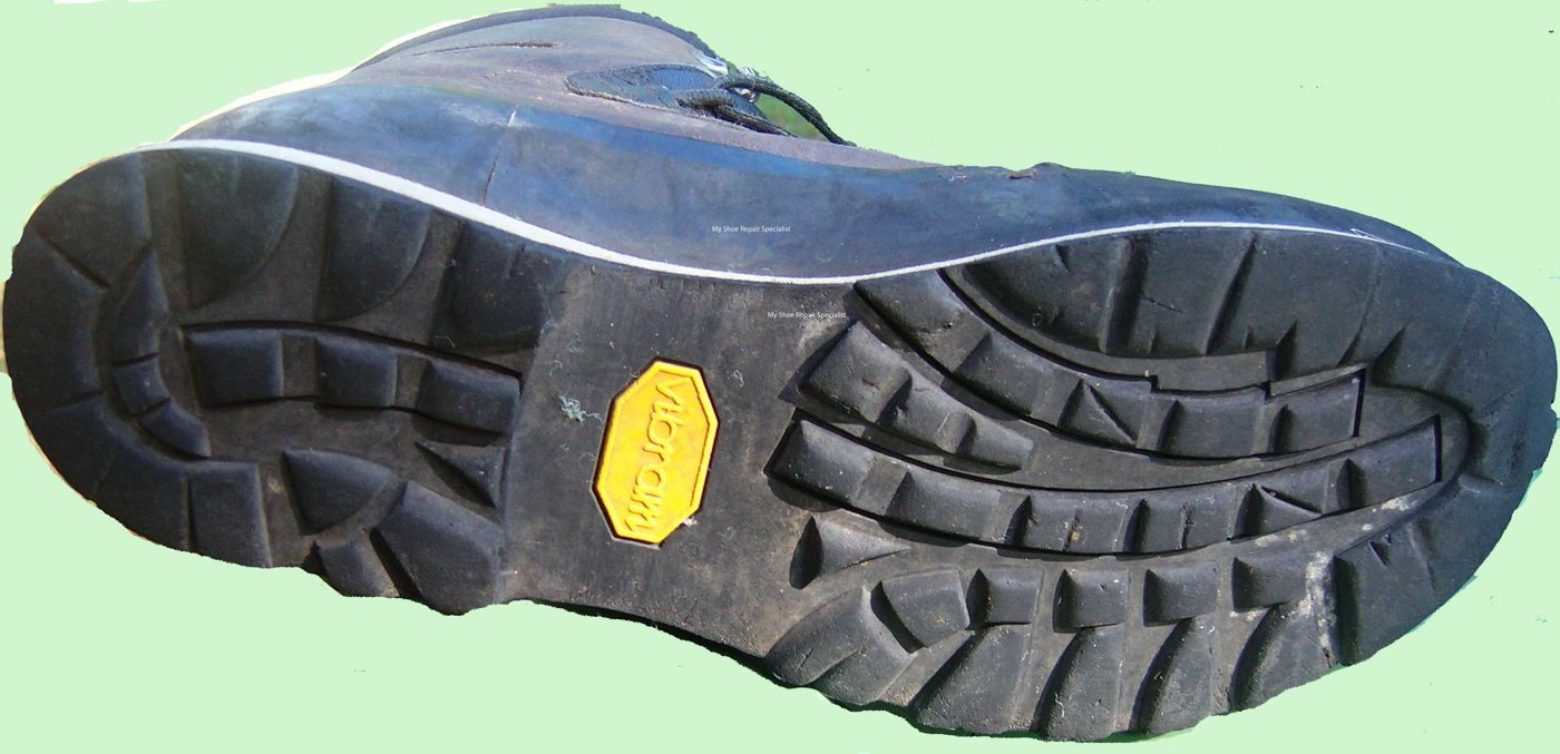 Worn-out hiking boot sole